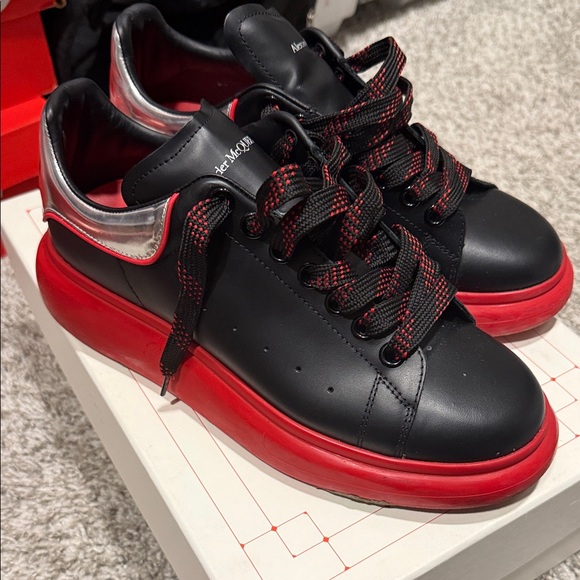 Alexander McQueen Black and Red Sneakers - Picture 1 of 2